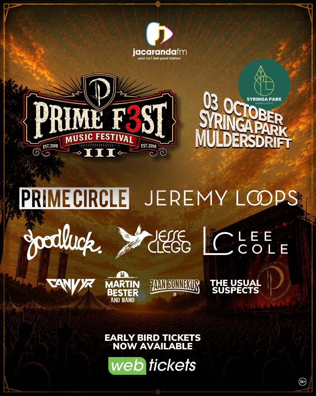 Prime Fest @ Syringa Park, Muldersdrift 3 Oct