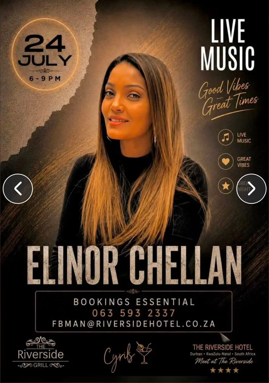 Elinor @ The Riverside Grill, The Riverside Hotel 24 Jul