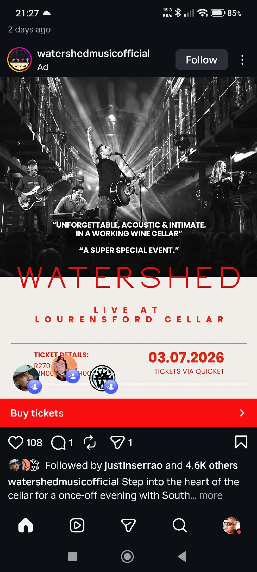 Watershed @ Lourensford Cellar 3 Jul