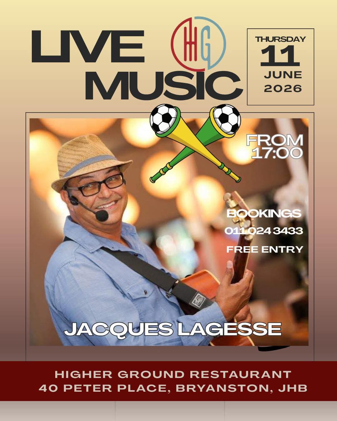 Jacques Lagesse @ Higher Ground · Sandton 11 Jun