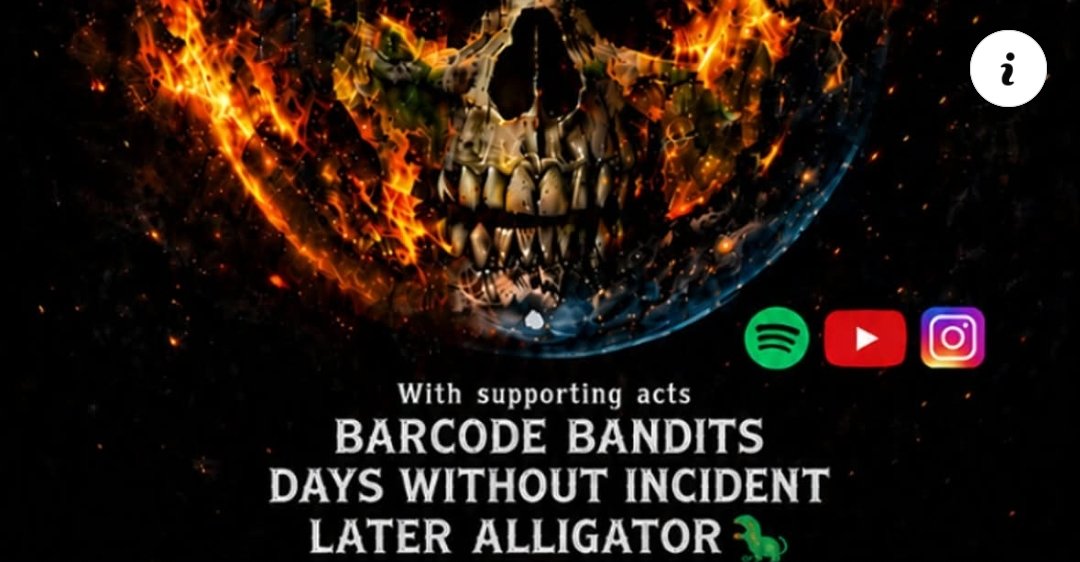 Live sets from In Dreams plus Pandora, Barcode Bandits, Days Without Incident and Later Alligator