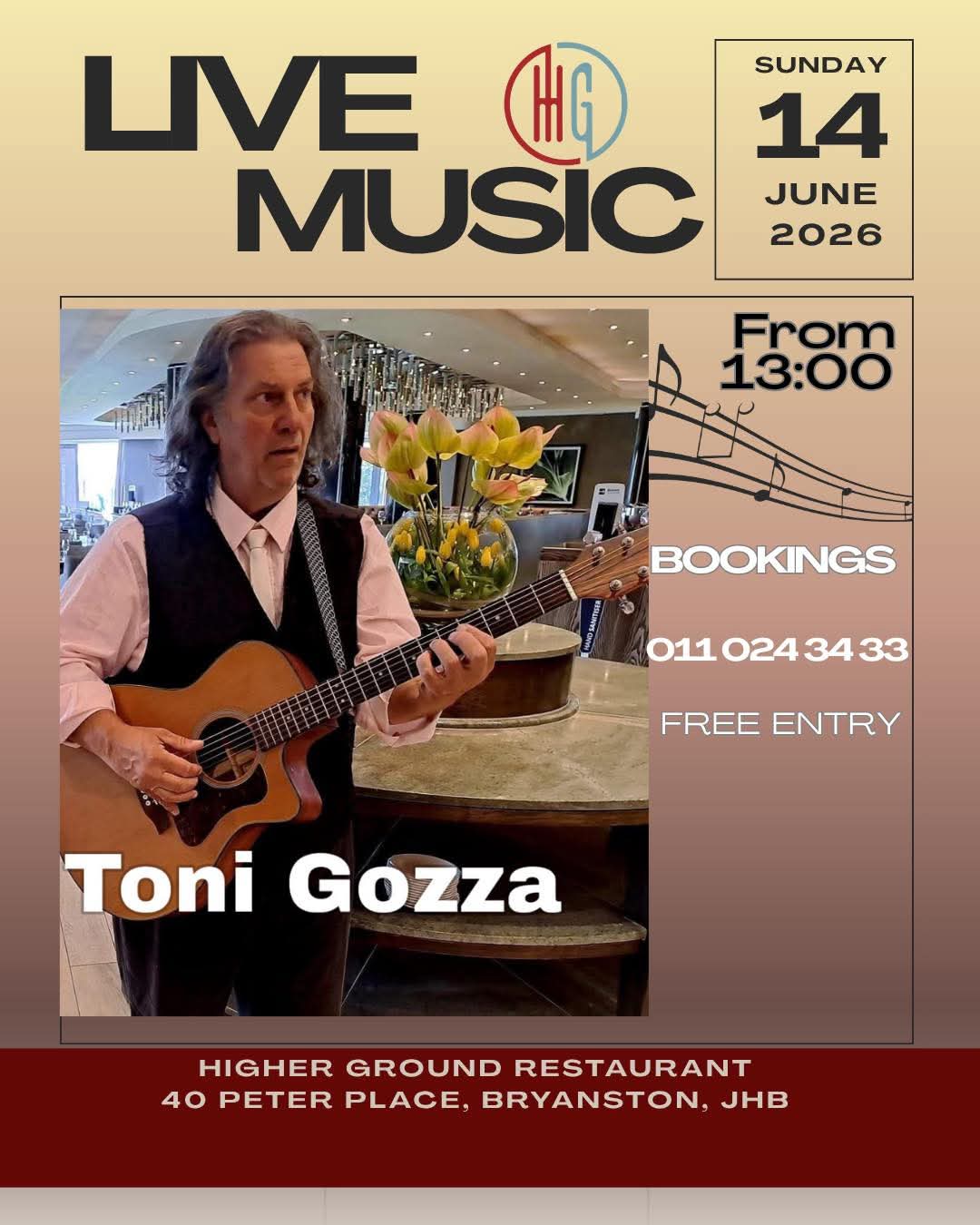 Toni Gozza @ Higher Ground 14 June