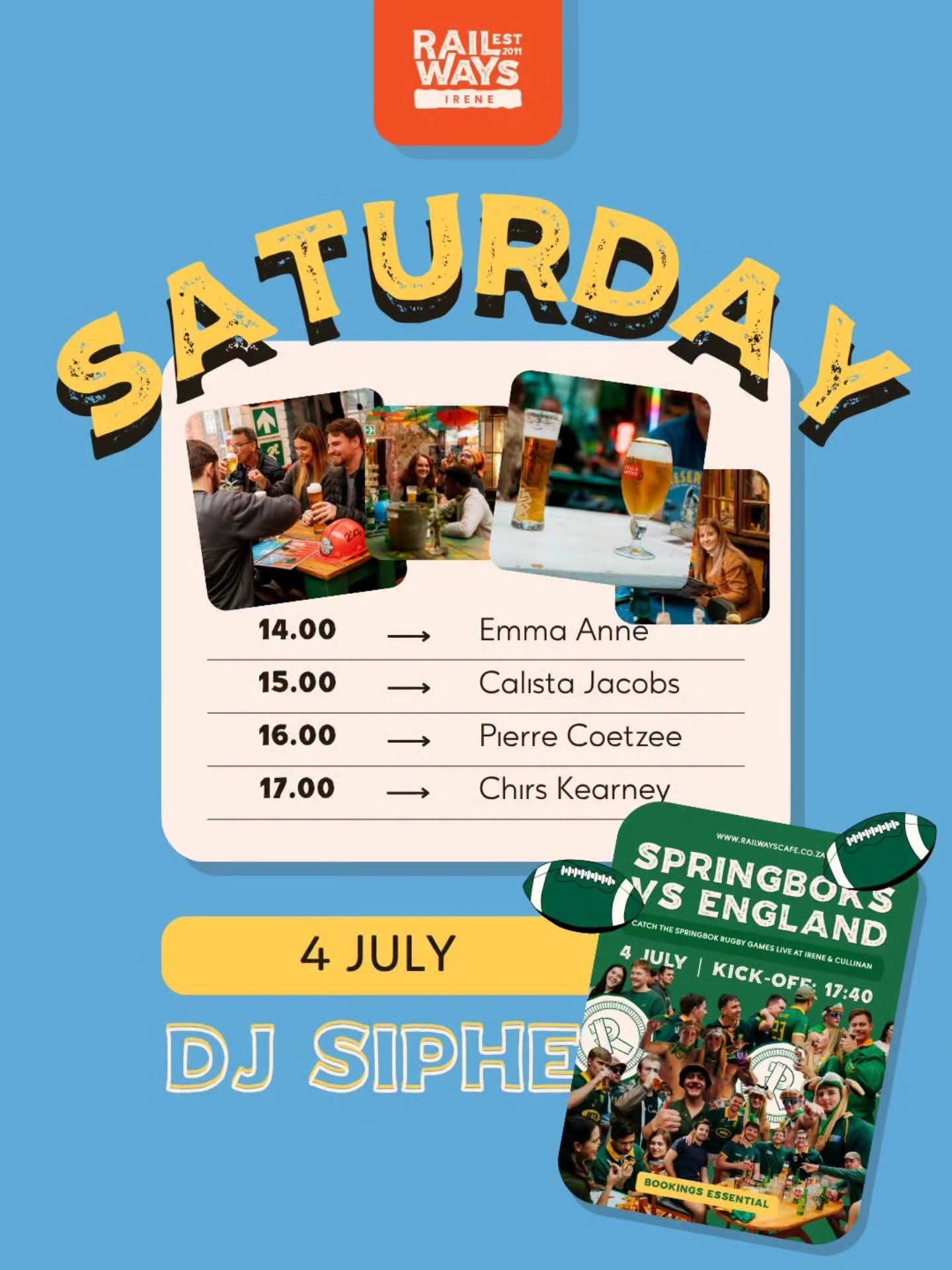 Live MUSIC @ Railways Cafe Irene 4 July