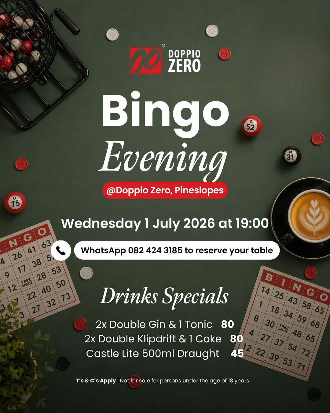 Bingo Evening @ Doppio Zero Pineslopes 1 July