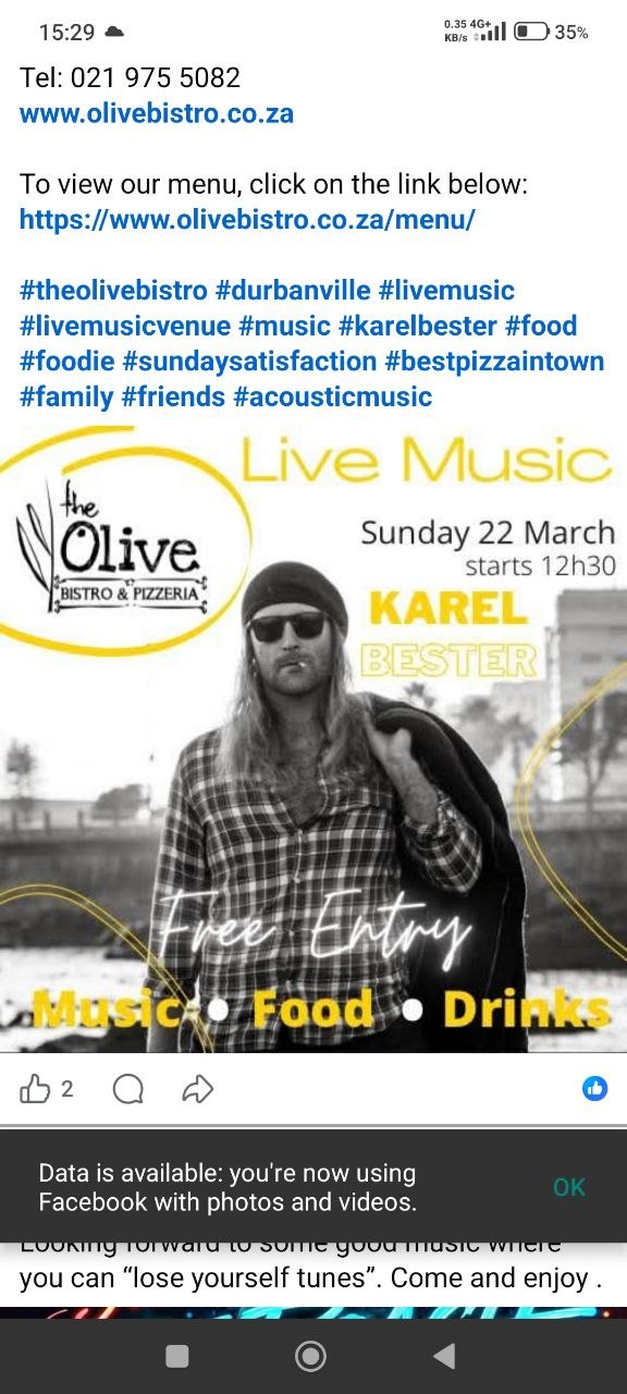 KAREL BESTER @ the Olive Bistro & Pizzeria, 22 March 2026 12:30, Free