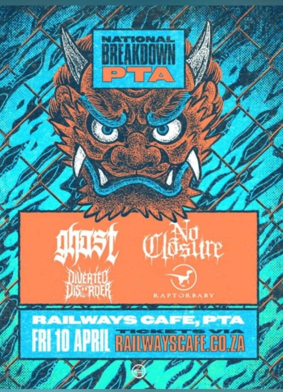ghost, No Closure, Diverted Disorder, Raptor Baby @ Railways Cafe Irene, 10 April 2026