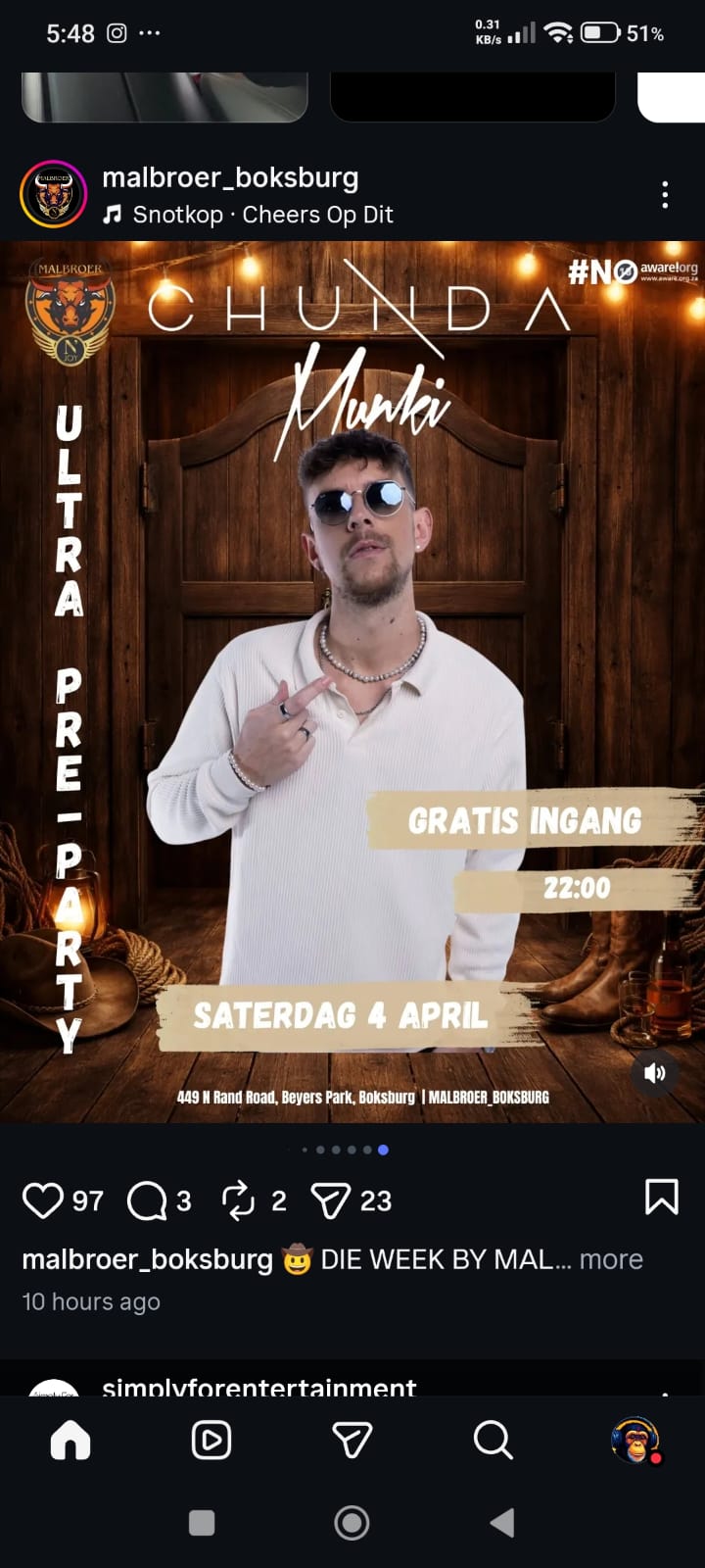 Chunda Munki @ Malbroer Boksburg 04/04 22:00