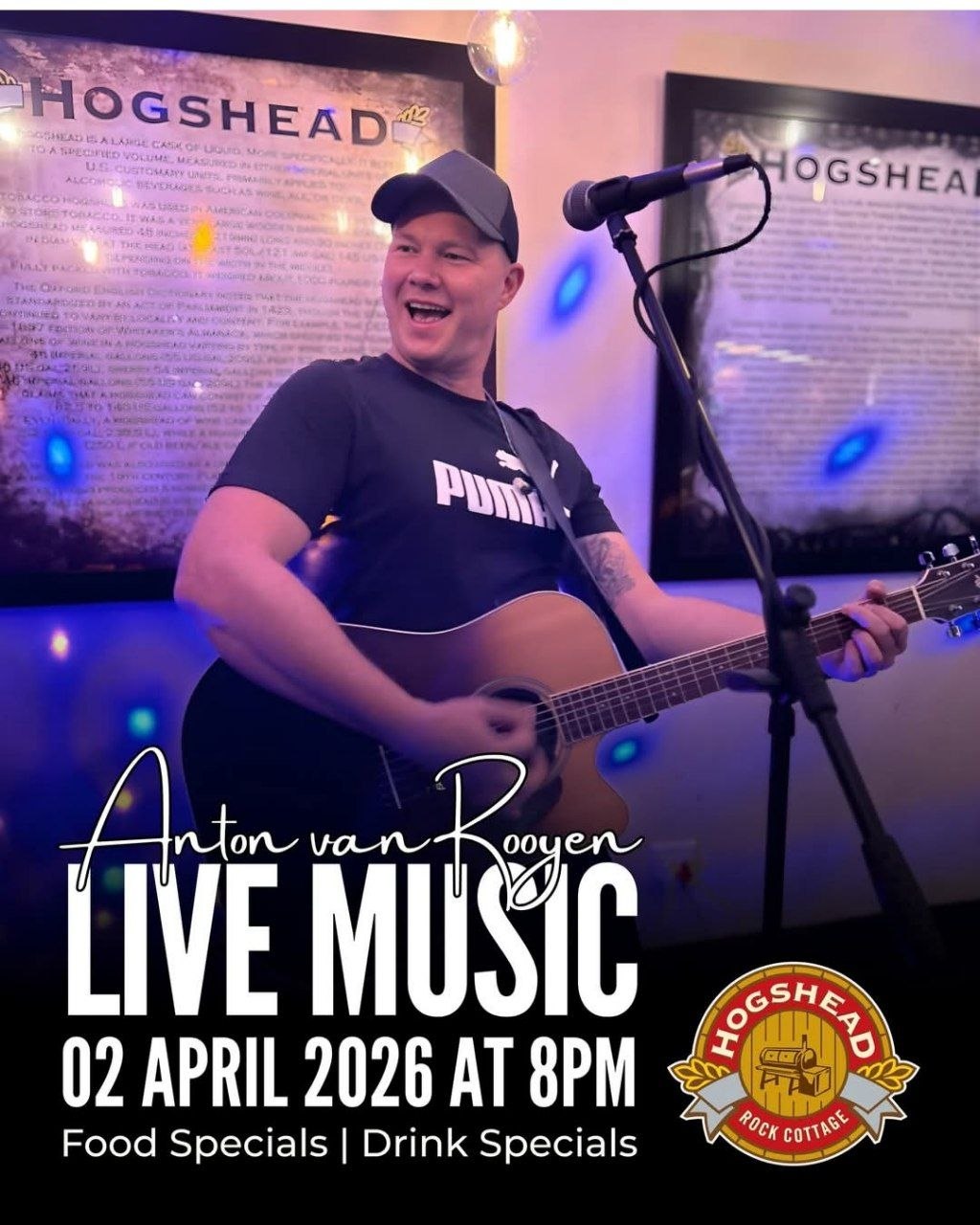 Anton van Rooyen @ Hogshead Rock Cottage, 2 April 2026 20:00