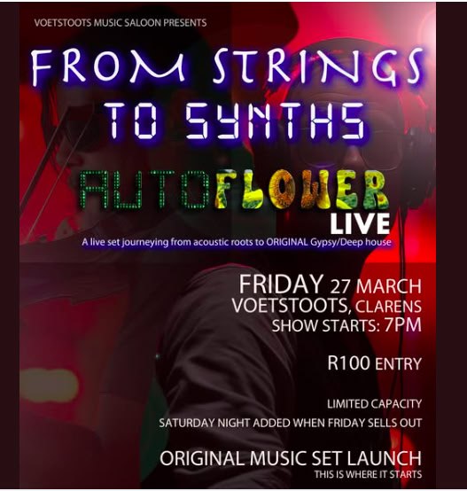 Autoflower @ Voetstoots Antiques & Music Shop & Live Music Venue, 27 March 2026 19:00, R100