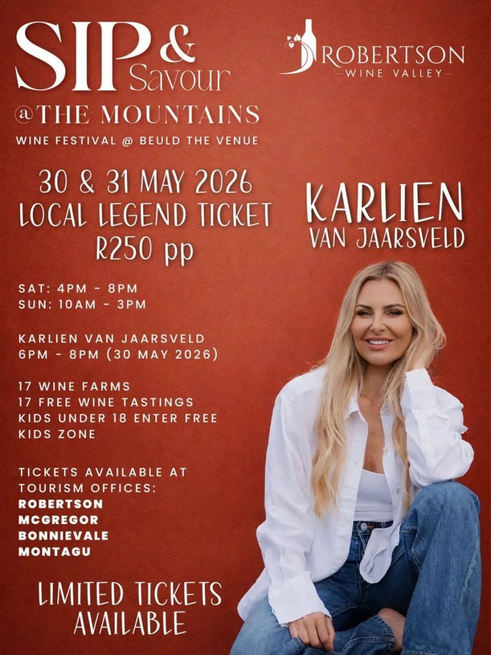 Karlien van Jaarsveld @ Beuld The Venue, 30 May 2026 16:00, R250