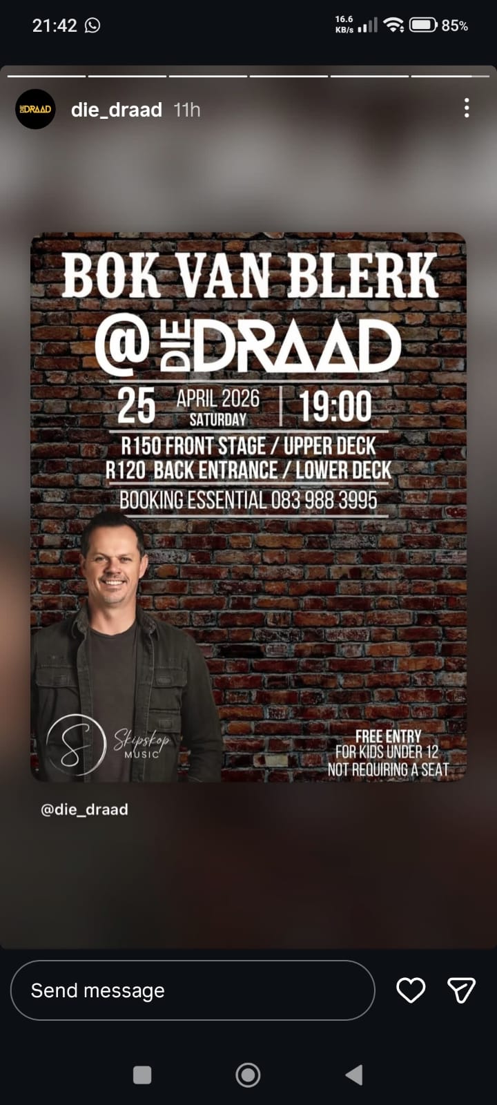 Bok Van Blerk @ Die Draad, 25-04-2026 19:00, R150