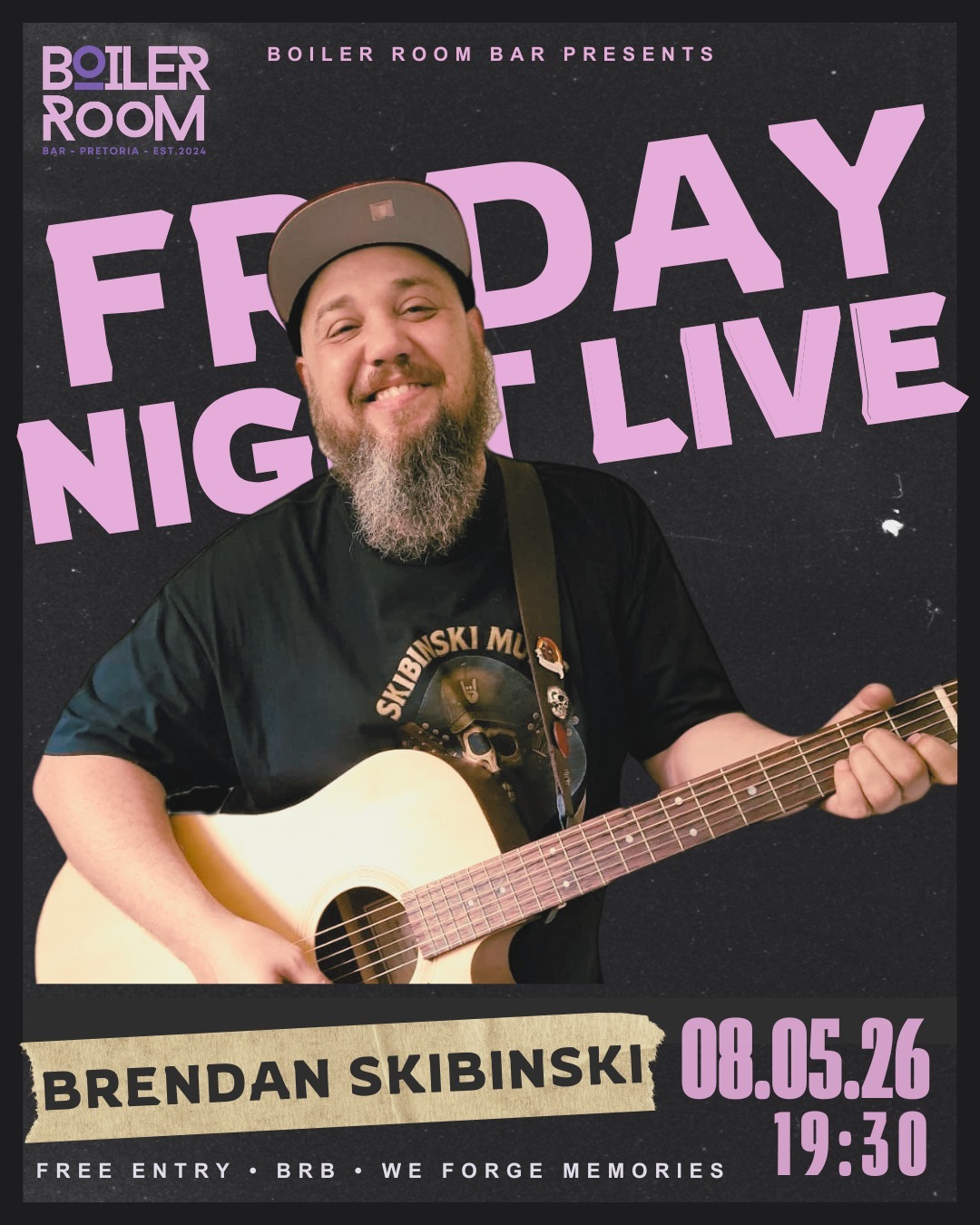 Brendan Skibinski @ Boiler Room Bar, 08-05-2026 19:30