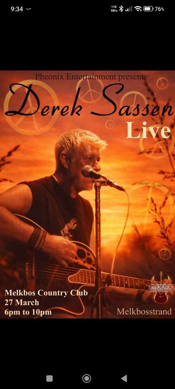 Derek Sassen @ Melkbos Country Club, 27 March 2026 18:00, Free
