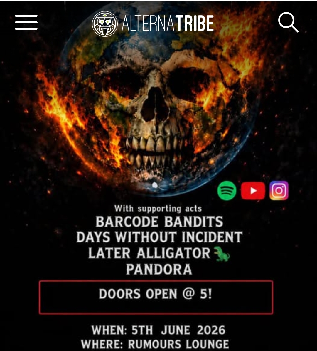 In Dreams with supporting acts Barcode Bandits, Days Without Incident, Later Alligator, Pandora - Image 1