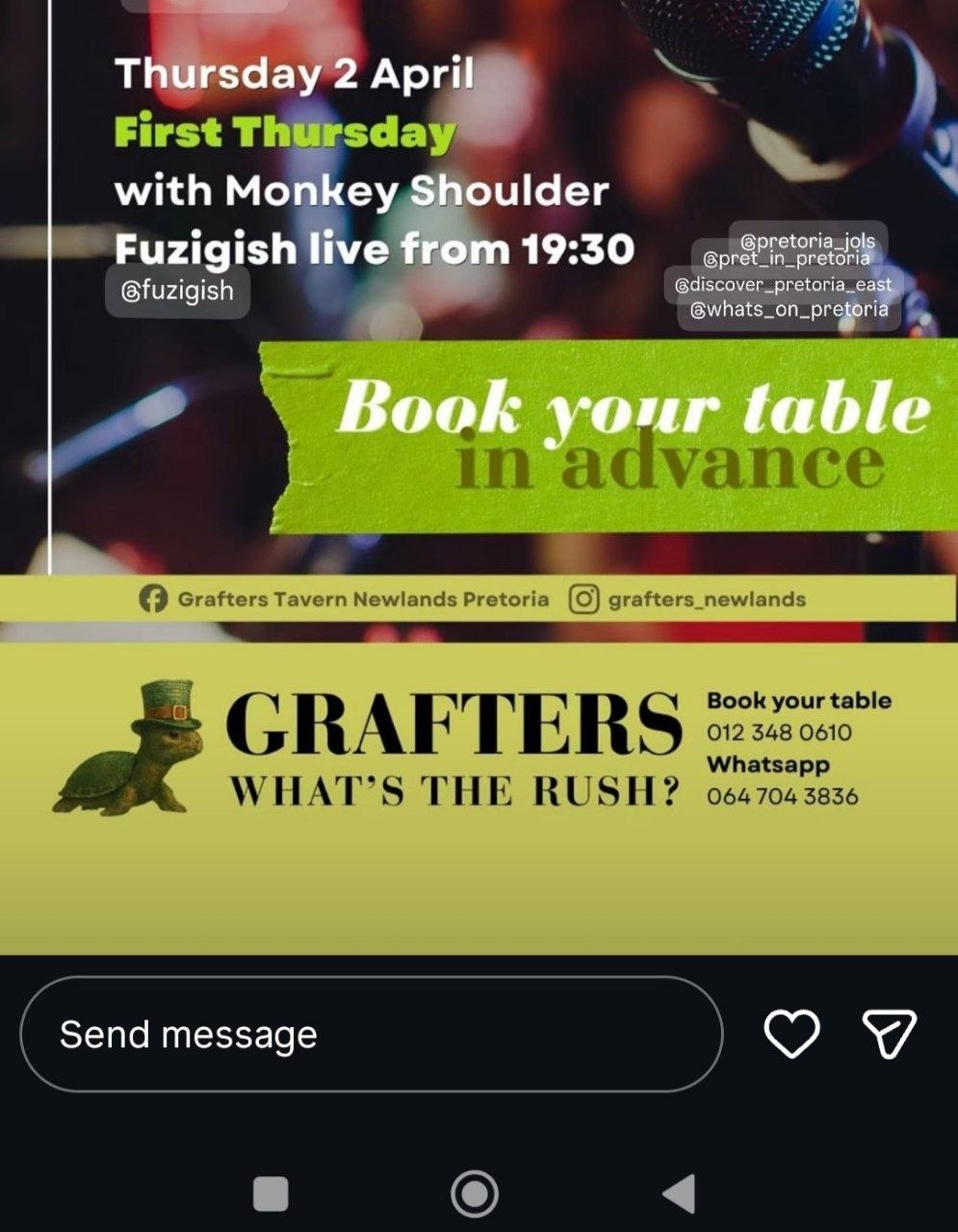 Fuzigish @ Grafters Tavern Newlands Pretoria, 2 April 2026 19:30
