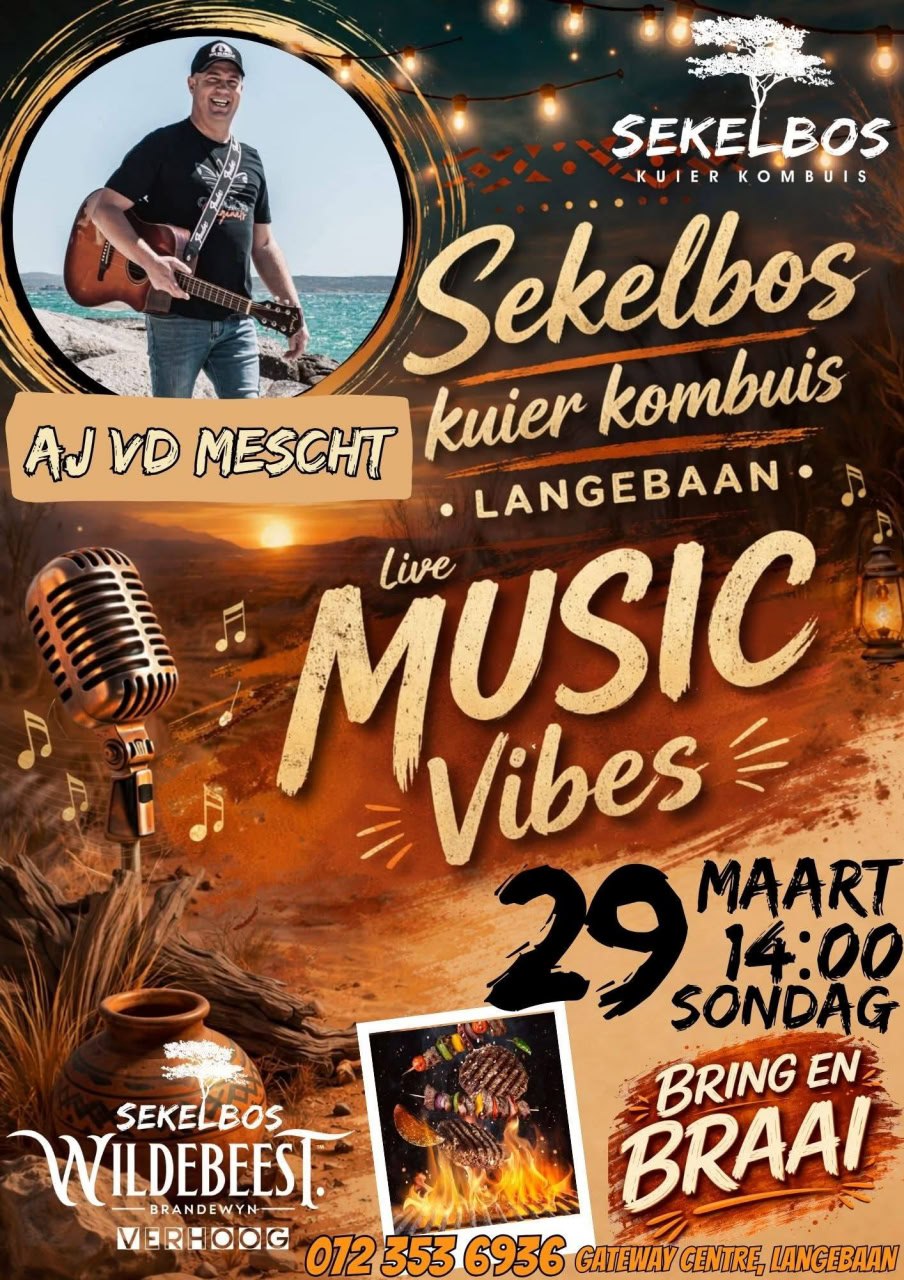 AJ VD MESCHT @ Sekelbos Kuier Kombuis, 29 March 2026 14:00