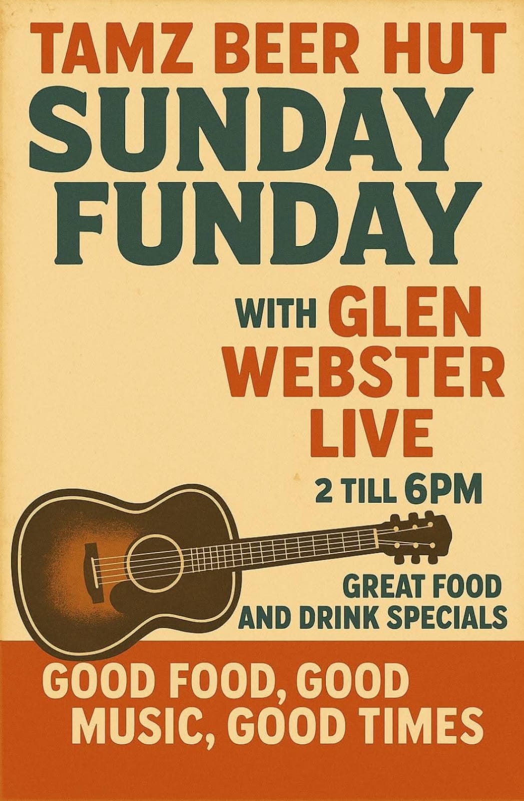 Glen Webster @ Tamz Beer Hut, 19-04-2026 14:00 - Image 1