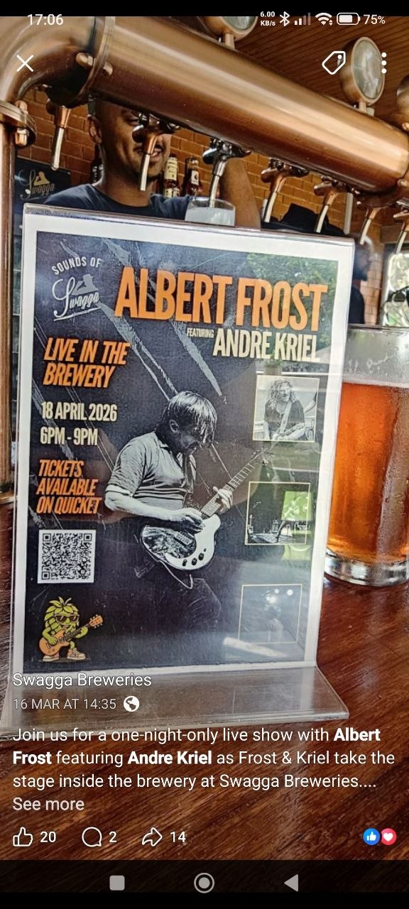 Albert Frost @ Swagga Breweries, 18 April 2026 18:00, Free