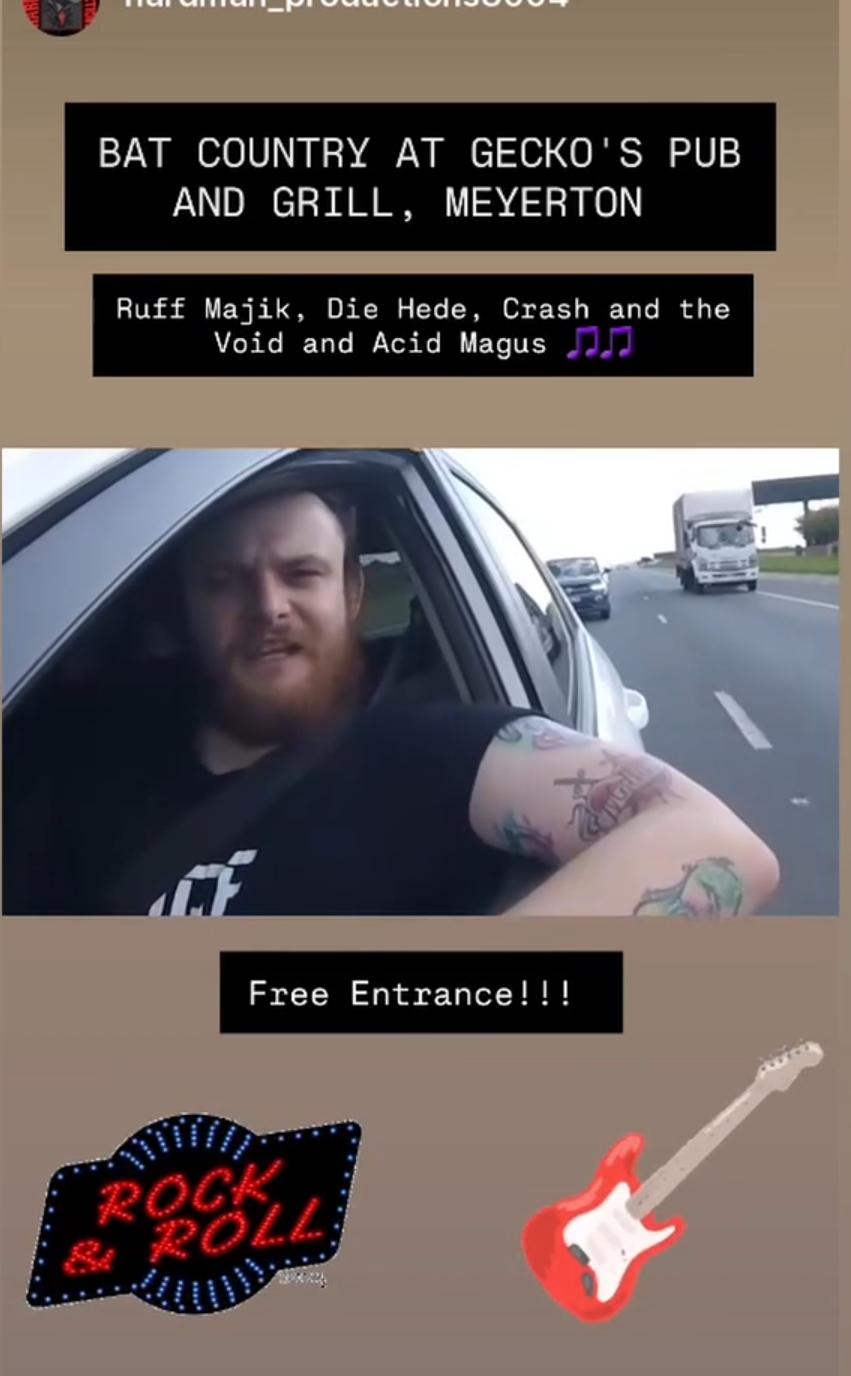 Ruff Majik, Die Hede, Crash and the Void and Acid Magus @ Gecko's Pub and Grill, Meyerton, 24-04-2026 19:00 - Image 1