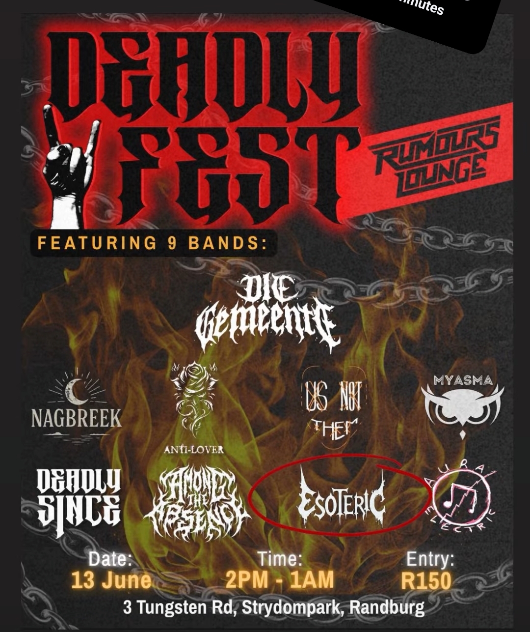 Deadly Fest @ Rumours 13 June