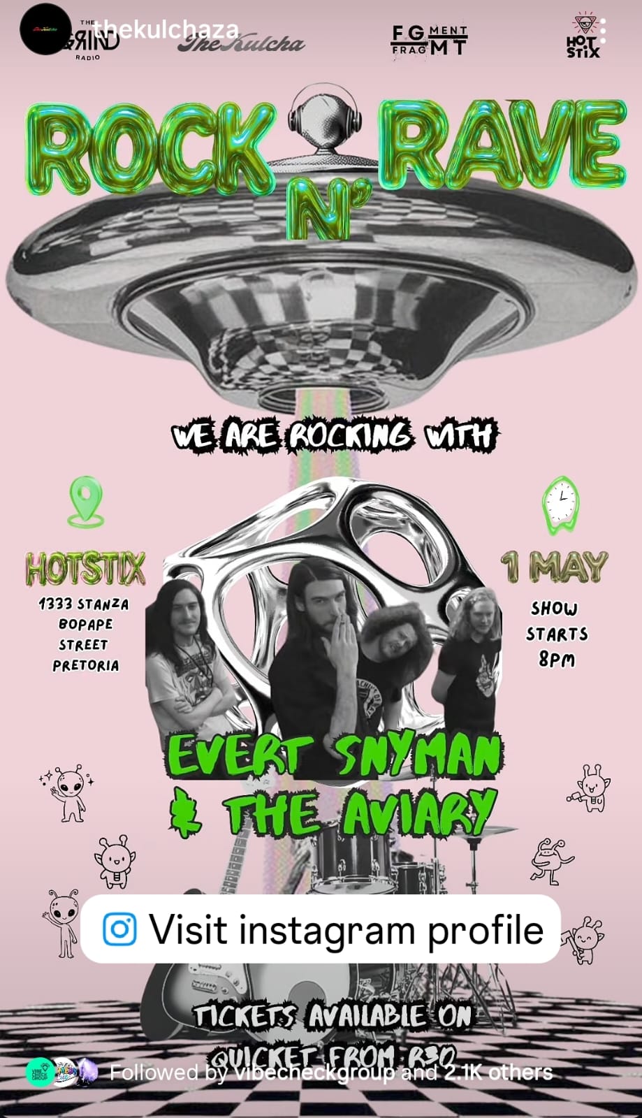 Evert Snyman & The Aviary @ Hotstix Music & Pool Bar, 01-05-2026 20:00, R30