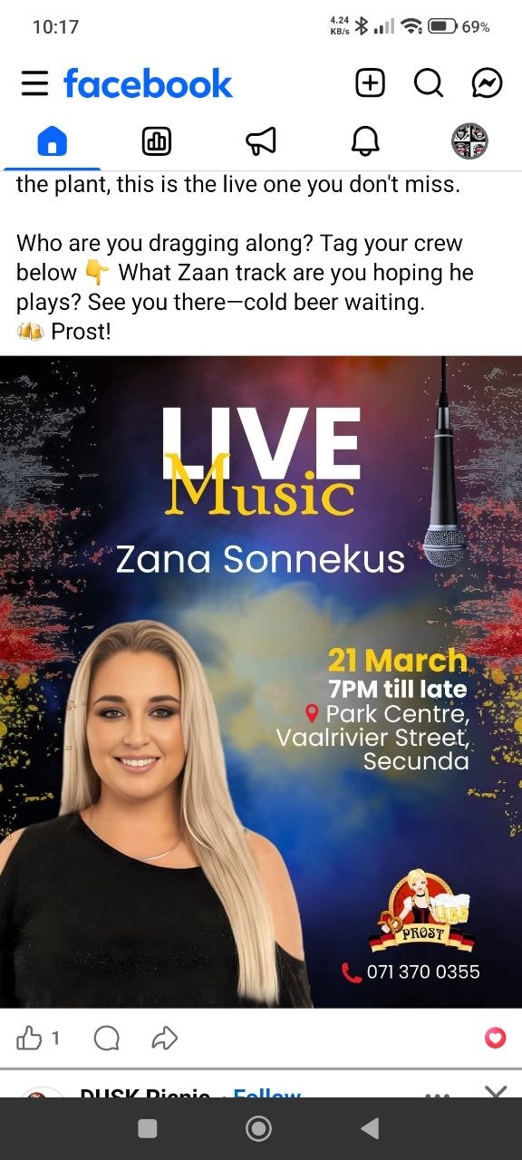 Zana Sonnekus @ Prost Bar, 21 March 2026 19:00, Free