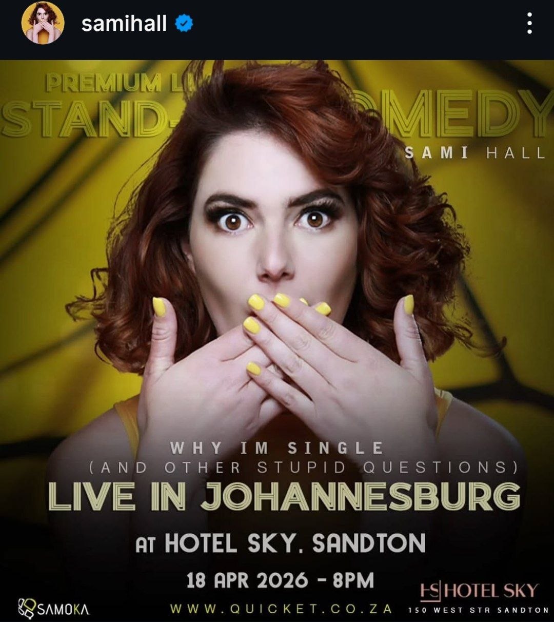 Sami Hall @ Hotel Sky Sandton, 18 April 2026 20:00