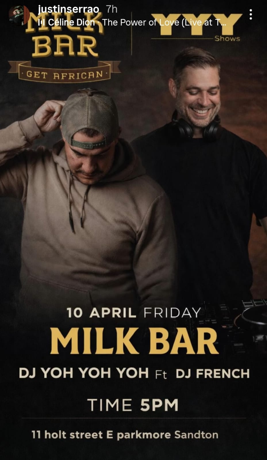 DJ YOH YOH YOH Ft DJ FRENCH @ Milk Bar, Parkmore, 10-04-2026 17:00